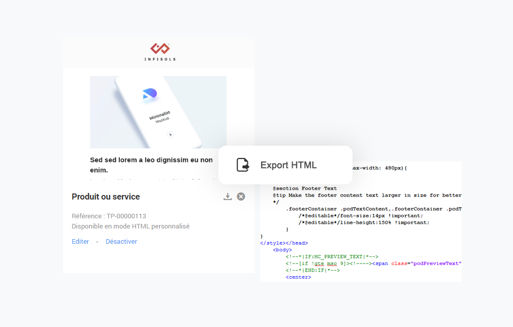 Export du HTML généré