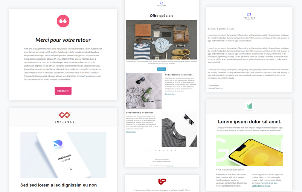 Galerie de modèles d’e-mails