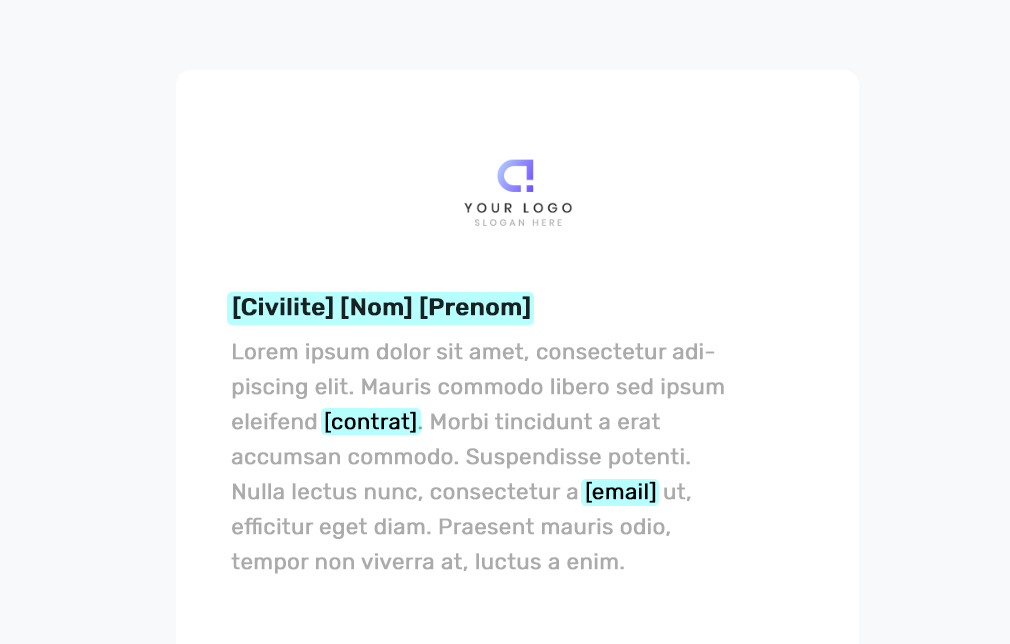 Insertion de variables de personnalisation